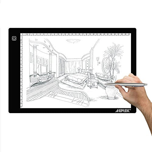 AGPtek HL0163-1-1 17-Inch LED Artcraft Tracing Light Pad Light Box For Artists,Drawing, Sketching, Animation, White