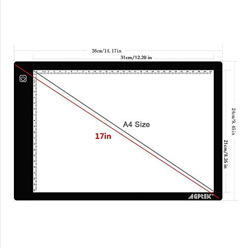 AGPtek HL0163-1-1 17-Inch LED Artcraft Tracing Light Pad Light Box For Artists,Drawing, Sketching, Animation, White