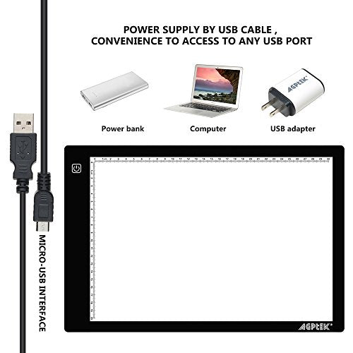 AGPtek HL0163-1-1 17-Inch LED Artcraft Tracing Light Pad Light Box For Artists,Drawing, Sketching, Animation, White