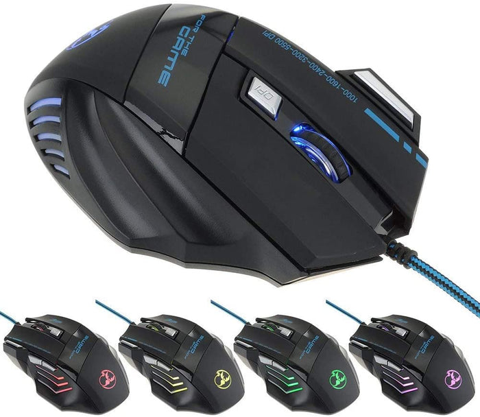 AGPTEK Ownuzz 5500DPI 5500 DPI 7 Button LED Optical USB Wired Gaming Mouse Mice for Pro Gamer