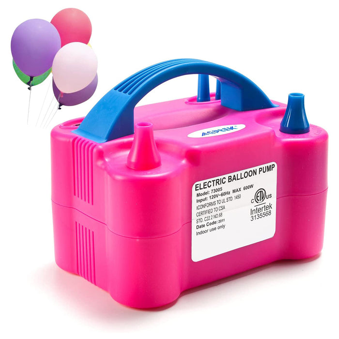 AGPtek Portable High Power Air Electric Balloon Pump with Two Nozzle Rose Red