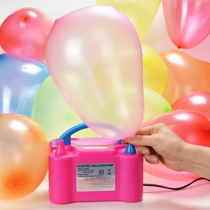 AGPtek Portable High Power Air Electric Balloon Pump with Two Nozzle Rose Red