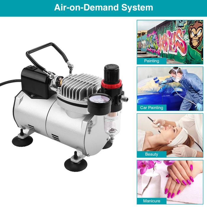 Airbrush Compressor Kit with 6FT Air Hose and Airbrush Holder