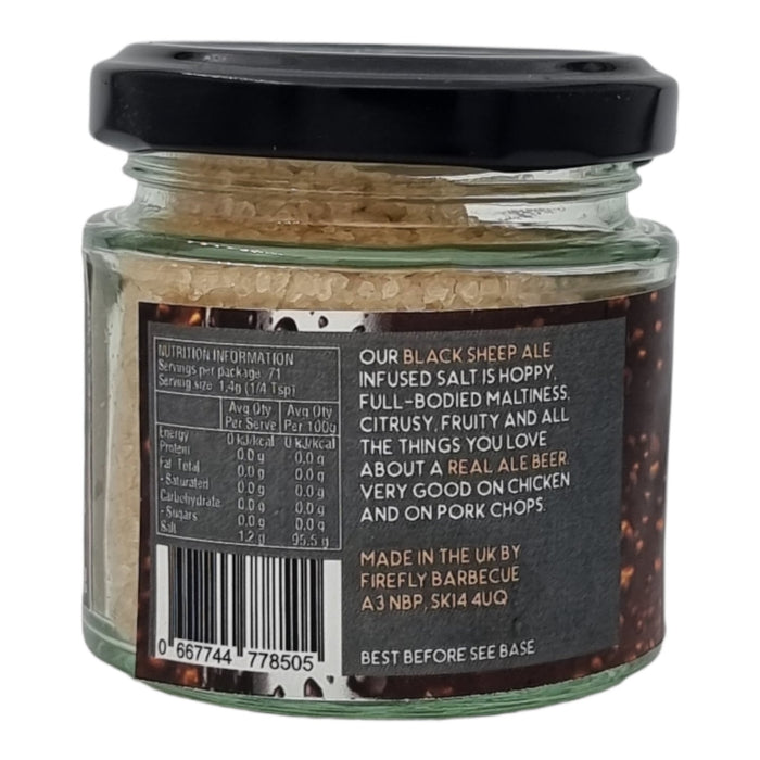 Black Sheep Ale infused sea salt jar side view