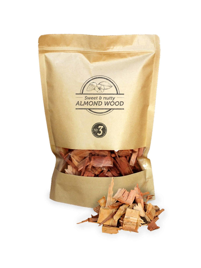 Olive wood smoking chips for BBQs and smokers in beige packaging