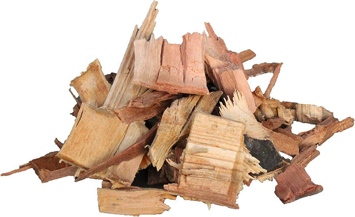 Close-up of chopped olive wood smoking chips for grilling and smoking