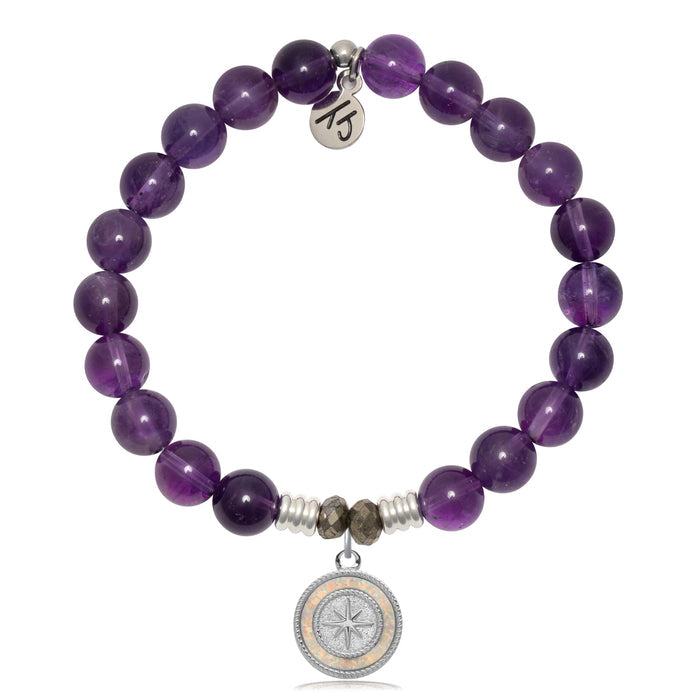 Amethyst Gemstone Bracelet with North Star Sterling Silver Charm
