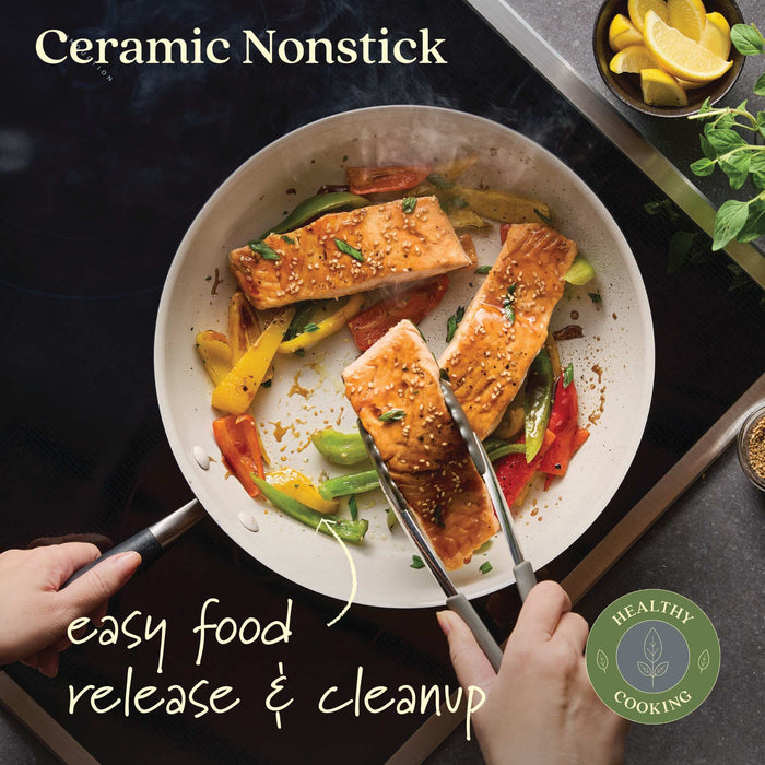Additional angle: for searing, frying and everyday cooking – ceramic nonstick coating – Anolon Advanced Ceramic Nonstick Induction Frypan 30.4cm