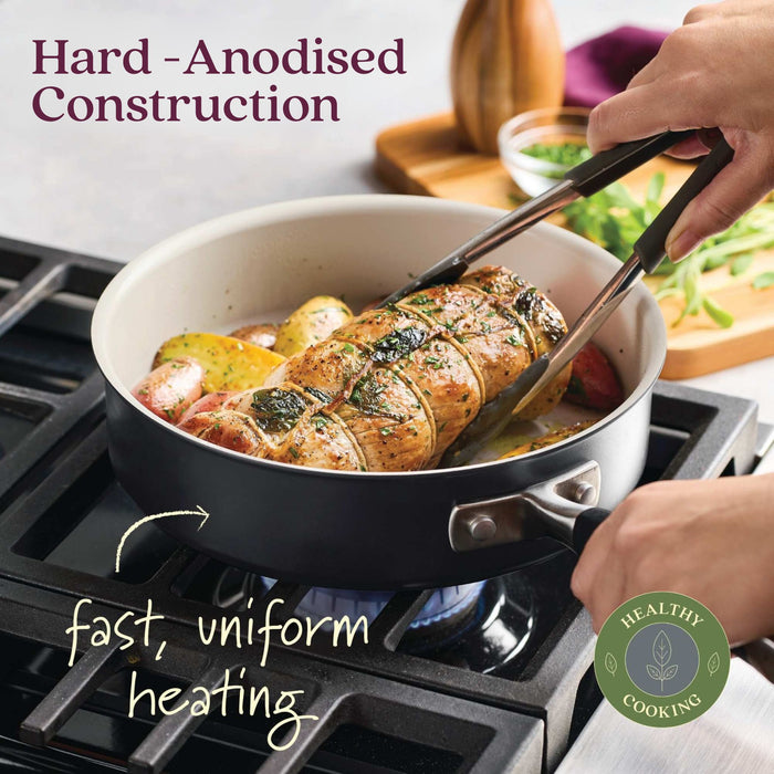 Full display view: for searing, frying and everyday cooking – ceramic nonstick coating – Anolon Advanced Ceramic Nonstick Induction Frypan 30.4cm