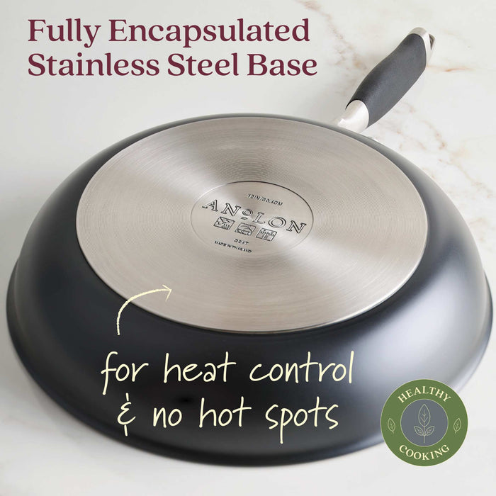 Size and scale view: for searing, frying and everyday cooking – ceramic nonstick coating – Anolon Advanced Ceramic Nonstick Induction Frypan 30.4cm
