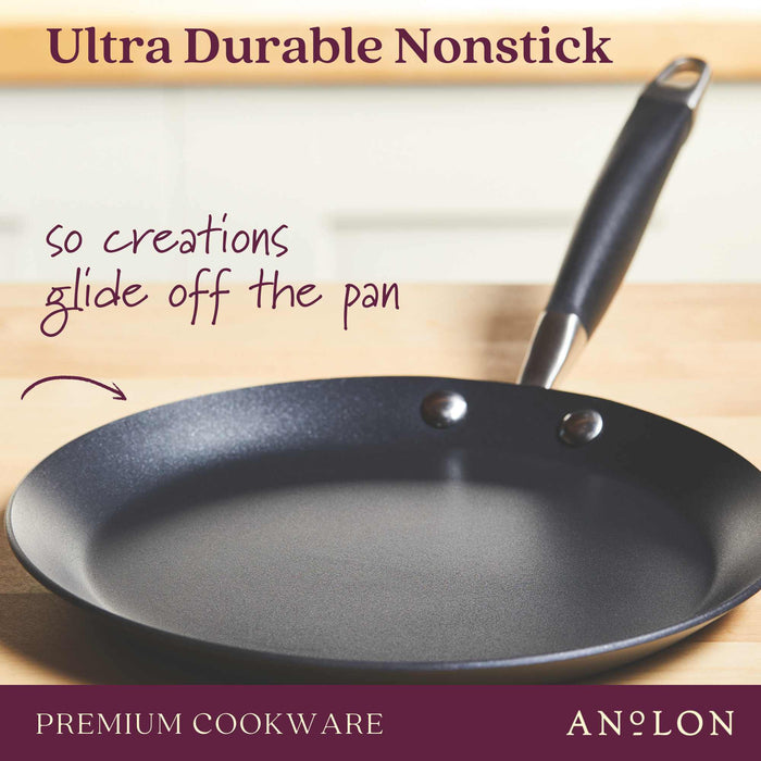 Additional angle: for crepes and thin pancakes – hard-anodised aluminium – Anolon Advanced Home Nonstick Crepe Pan 24cm Onyx
