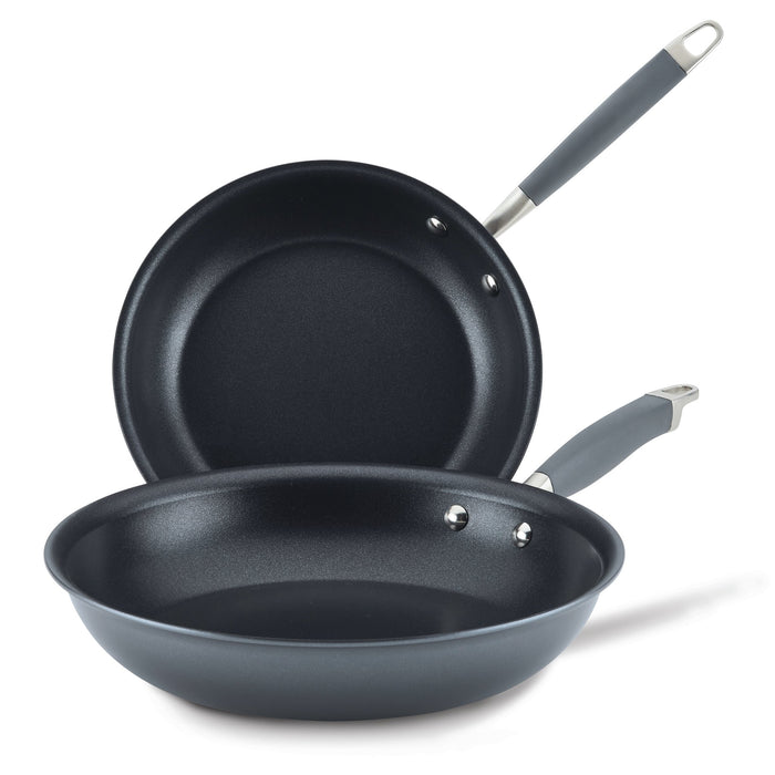 For searing, frying and everyday cooking – hard-anodised aluminium – Anolon Advanced Home Nonstick Skillet Twin Pack 26/32cm Moonstone