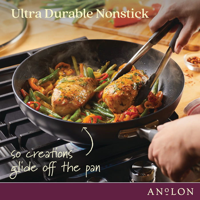 Nonstick surface detail: for searing, frying and everyday cooking – hard-anodised aluminium – Anolon Advanced Home Nonstick Skillet Twin Pack 26/32cm Moonstone
