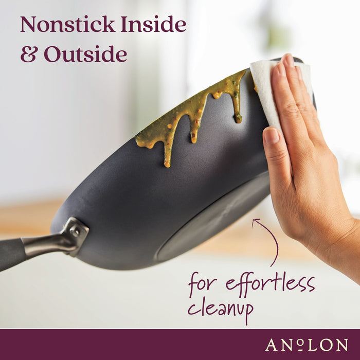 Interior and exterior nonstick finish: for searing, frying and everyday cooking – hard-anodised aluminium – Anolon Advanced Home Nonstick Skillet Twin Pack...
