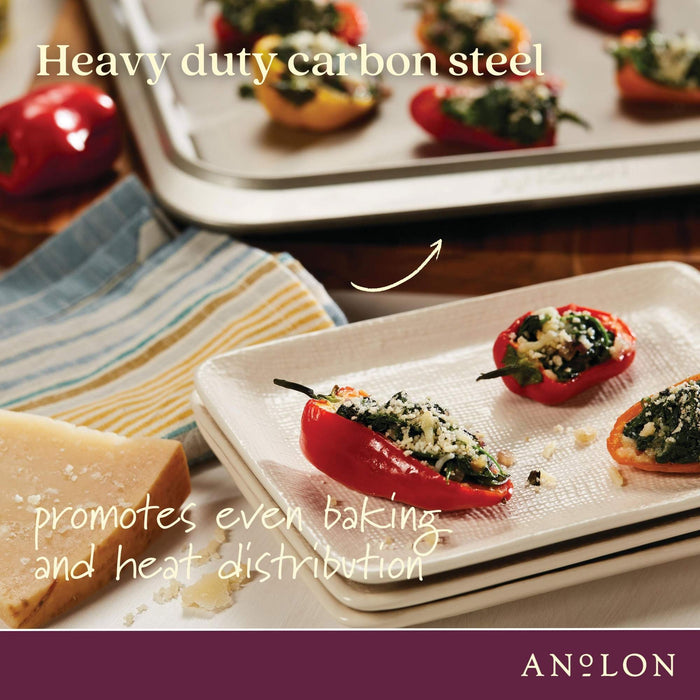 Additional angle: for roasting and sheet-pan baking – carbon steel – Anolon Ceramic Reinforced Medium Baking Tray 25cm x 38cm