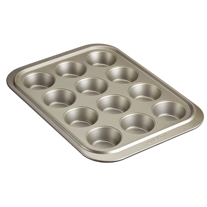 For baking muffins and cupcakes – carbon steel – Anolon Ceramic Reinforced Muffin Pan 12 Cup