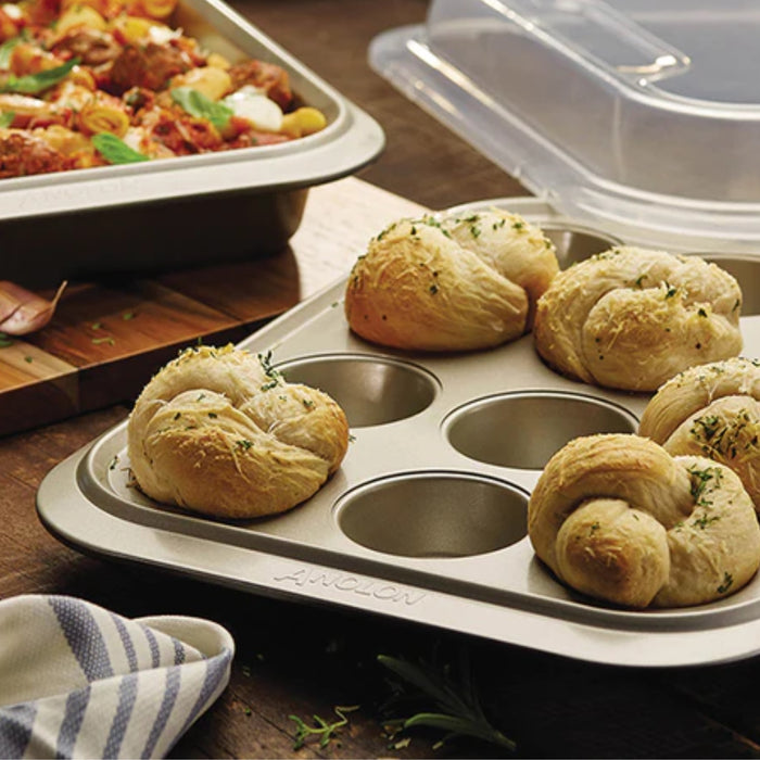 Product detail view: for baking muffins and cupcakes – carbon steel – Anolon Ceramic Reinforced Muffin Pan 12 Cup