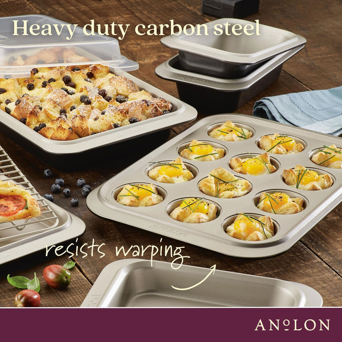 Additional angle: for baking muffins and cupcakes – carbon steel – Anolon Ceramic Reinforced Muffin Pan 12 Cup