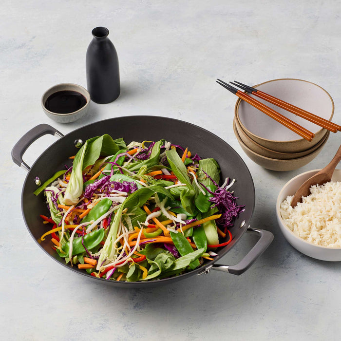 Product detail view: for stir-frying and wok-style cooking – hard-anodised aluminium – Anolon Endurance+ Nonstick Induction Wok 36cm