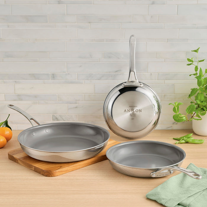 Product detail view: for searing, frying and everyday cooking – stainless steel – Anolon EverLast Ceramic Stainless Steel Induction Open Frypan 25.4cm