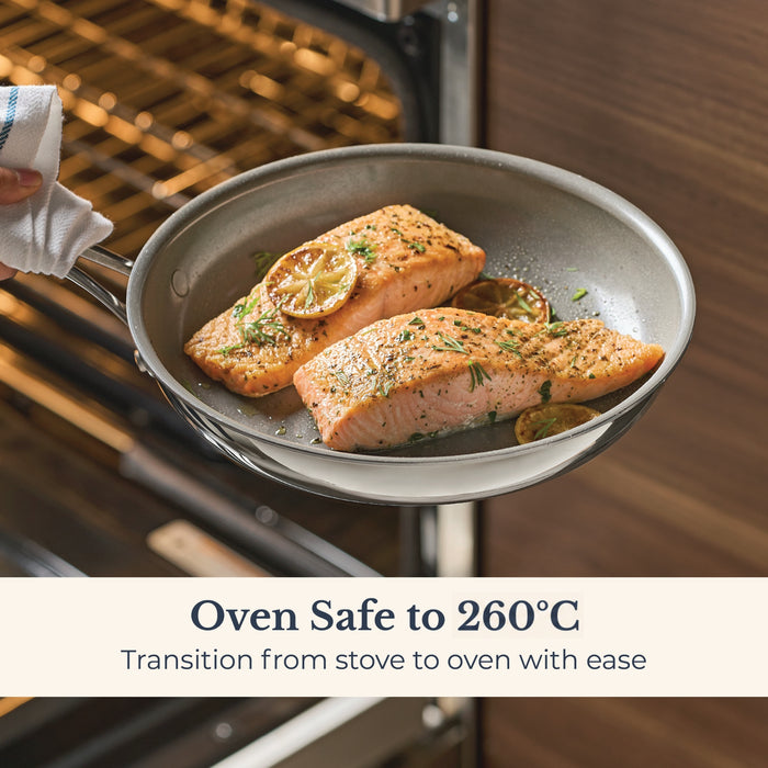 Product detail view: for searing, frying and everyday cooking – stainless steel – Anolon EverLast Ceramic Stainless Steel Induction Open Frypan 25.4cm