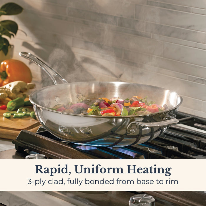 Additional angle: for stir-frying and wok-style cooking – tri-ply clad stainless steel – Anolon EverLast Tri-Ply Clad Stainless Steel Induction Open...