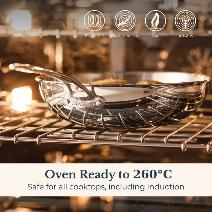 Size and scale view: for stir-frying and wok-style cooking – tri-ply clad stainless steel – Anolon EverLast Tri-Ply Clad Stainless Steel Induction Open...