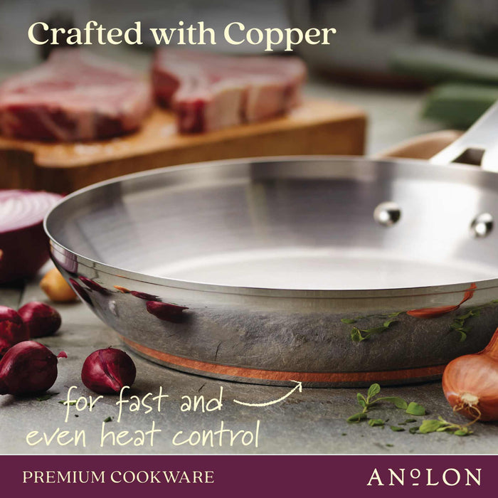 Additional angle: cookware set for everyday cooking – stainless steel with copper induction base – Anolon Nouvelle Copper Stainless Steel Induction 10 Piece...