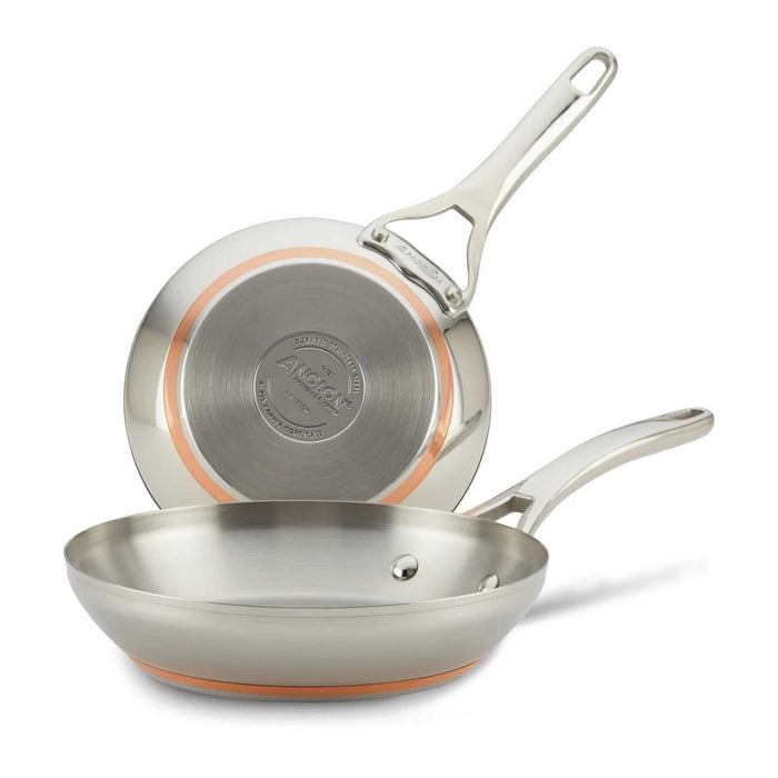For searing, frying and everyday cooking – stainless steel with copper induction base – Anolon Nouvelle Copper Stainless Steel Induction Skillet Twin Pack...