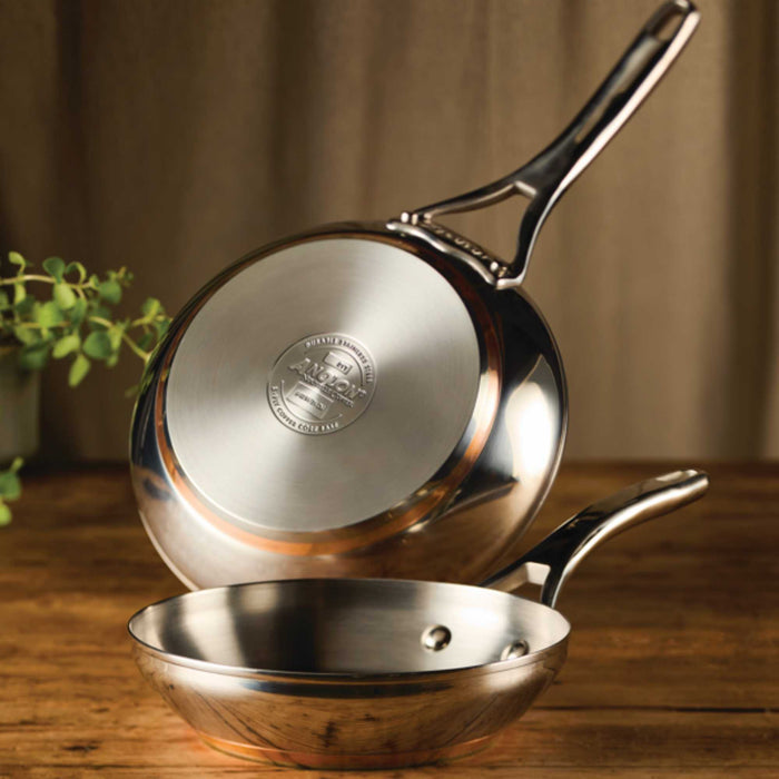 Product detail view: for searing, frying and everyday cooking – stainless steel with copper induction base – Anolon Nouvelle Copper Stainless Steel...