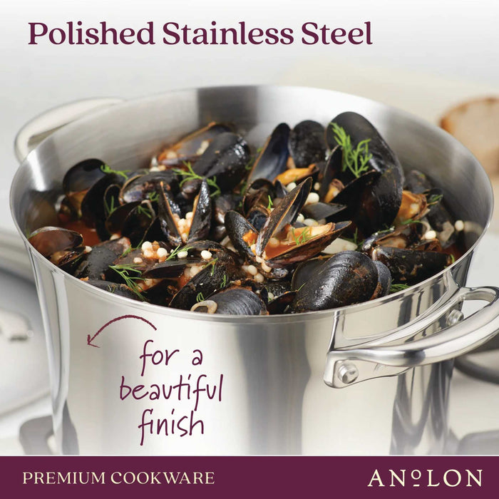 Full display view: for searing, frying and everyday cooking – stainless steel with copper induction base – Anolon Nouvelle Copper Stainless Steel Induction...