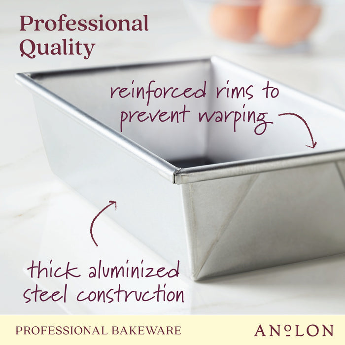 Additional angle: for baking loaves and banana bread – alumised steel – Anolon Pro-Bake Loaf Pan 23 x 13cm