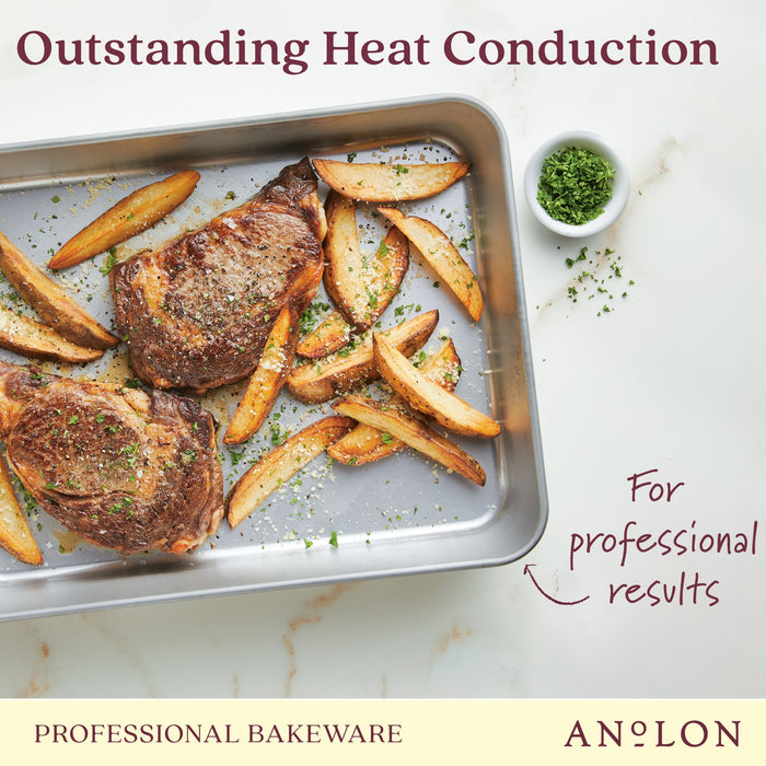 Full display view: for roasting and sheet-pan baking – alumised steel – Anolon Pro-Bake Rectangular Baking Tray 26 x 39cm