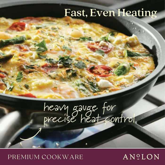 Close-up finish detail: for searing, frying and everyday cooking – hard-anodised aluminium – Anolon Professional Nonstick Skillet 24cm