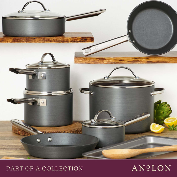Product detail view: for indoor grilling and searing – hard-anodised aluminium – Anolon Professional Nonstick Twin Pack 24cm Skillet/24cm Grill Pan