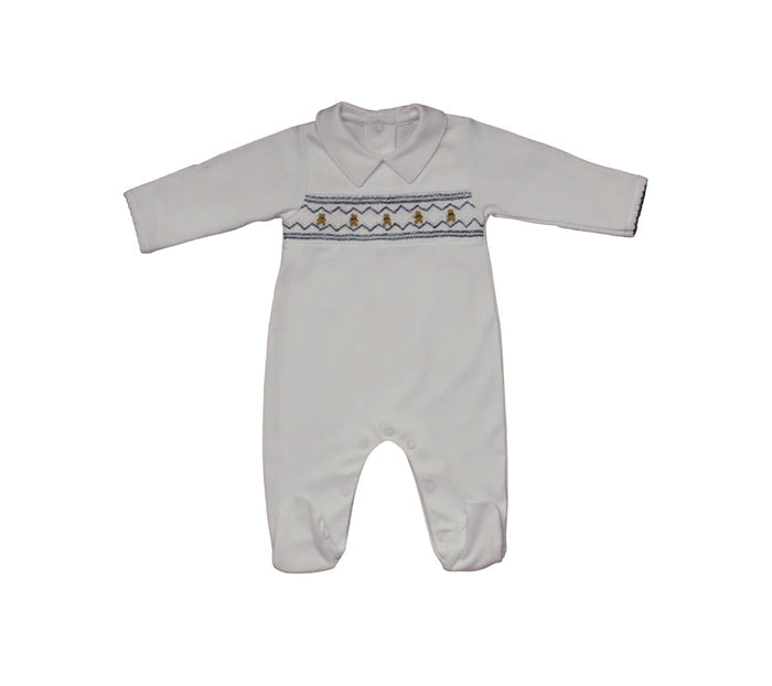 Anton Bears Handsmocked Pajama Babygrow