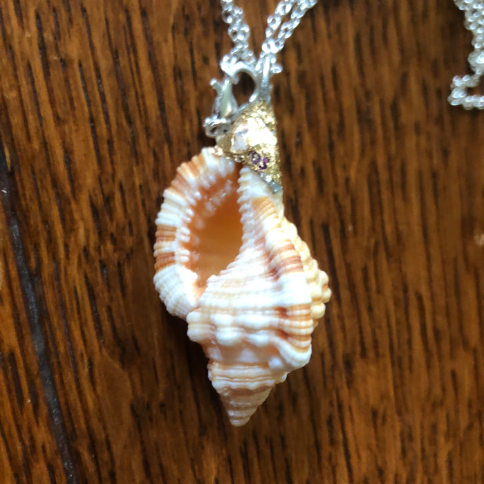 Apple Murex Artisan Made Pendant Handcrafted Peach Sea Shell Necklace 1.25 in x 1 in
