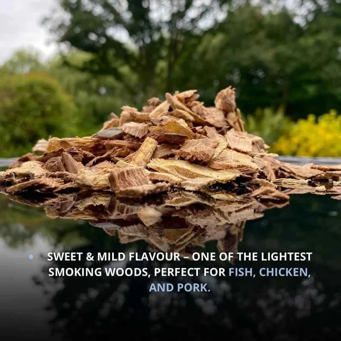 Wood chips for smoking with outdoor background