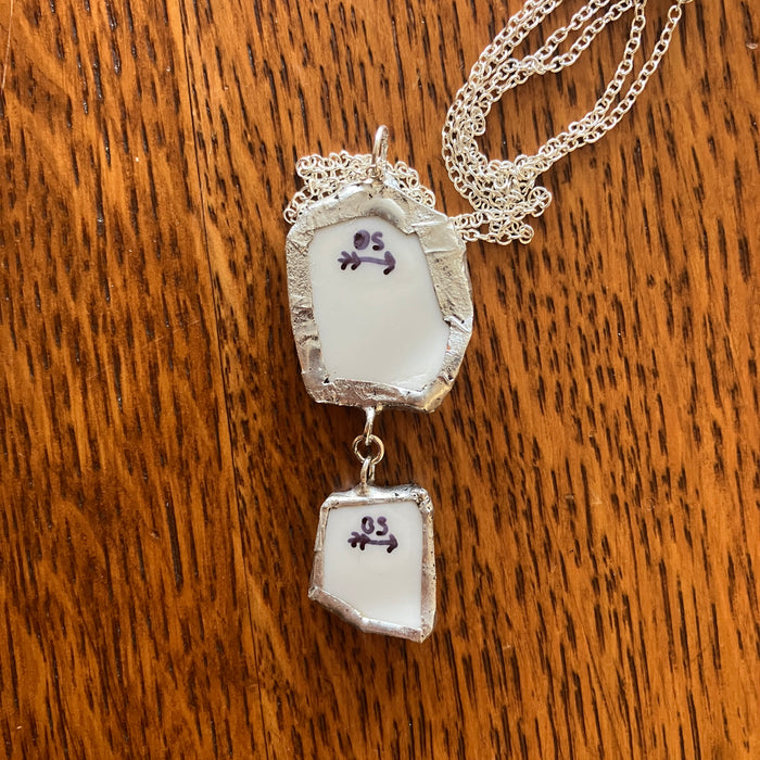 Artisan Double Pendant Royal Doulton Strawberry Cream Dinner Plate Handcrafted Necklace 3/4in x 2in