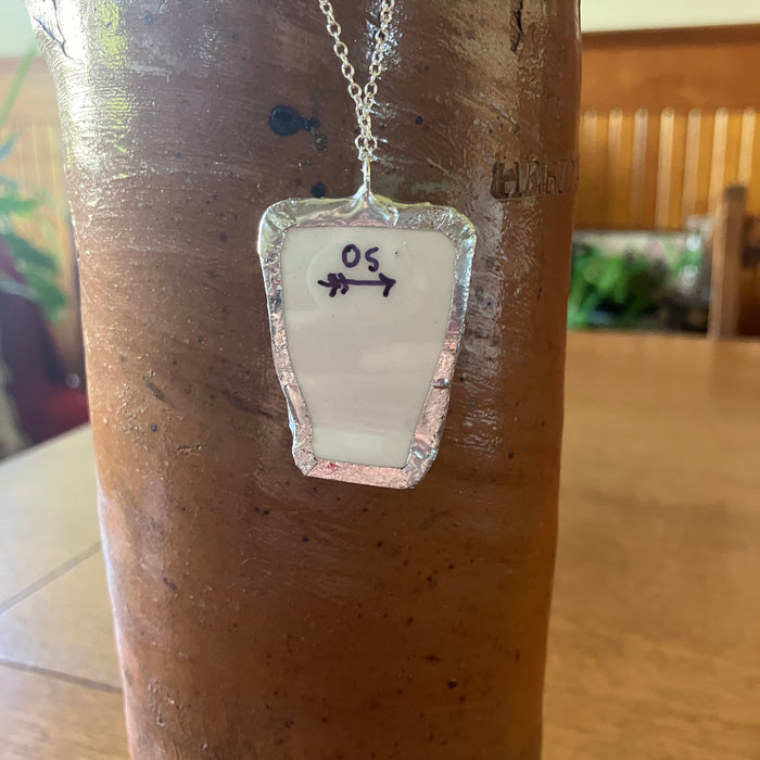 Artisan Made Aries Pendant Repurposed Zodiac Calendar Plate Shard Unique Necklace 1in x 1.5in