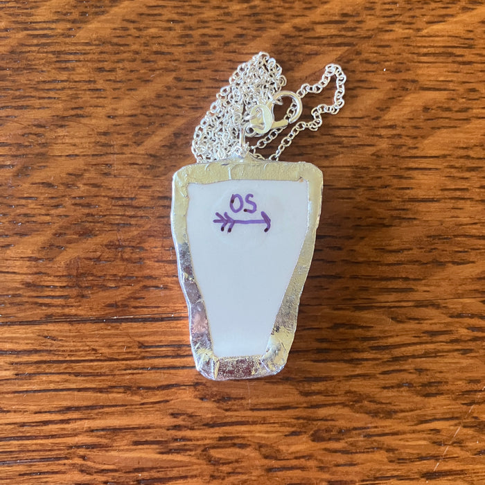 Artisan Made Cancer Pendant Repurposed Zodiac Calendar Plate Shard Unique Necklace 1in x 1.5in