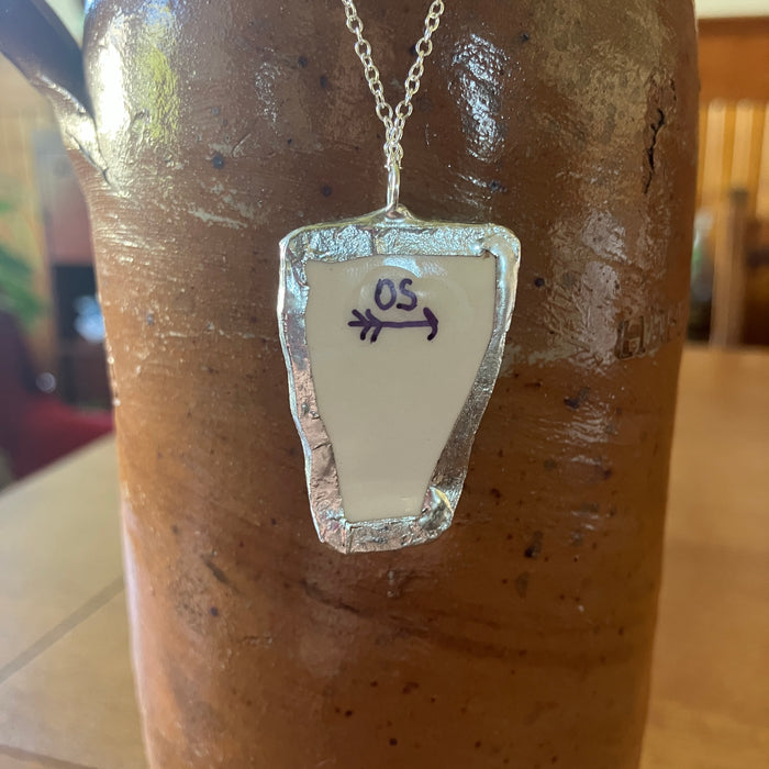 Artisan Made Cancer Pendant Repurposed Zodiac Calendar Plate Shard Unique Necklace 1in x 1.5in