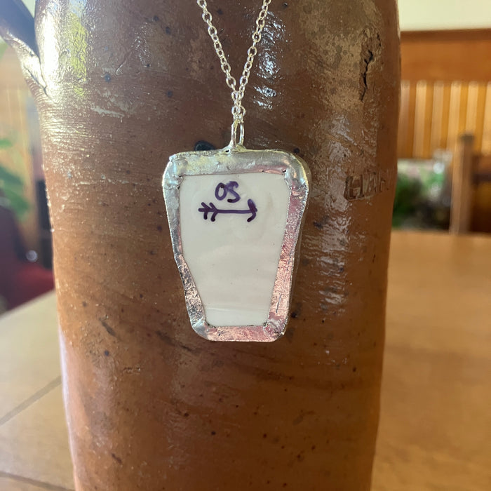 Artisan Made Capricorn Pendant Repurposed Zodiac Calendar Plate Shard Unique Necklace 1in x 1.5in