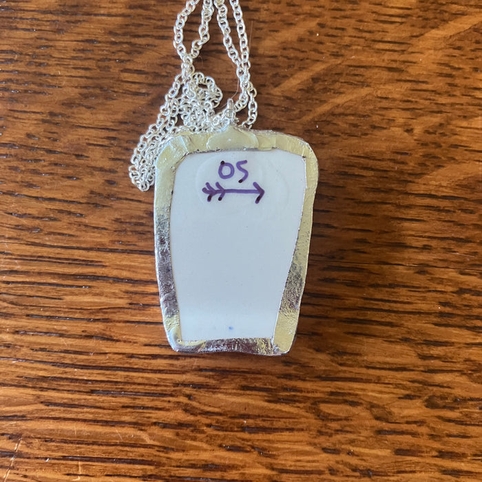 Artisan Made Gemini Pendant Repurposed Zodiac Calendar Plate Shard Unique Necklace 1in x 1.5in