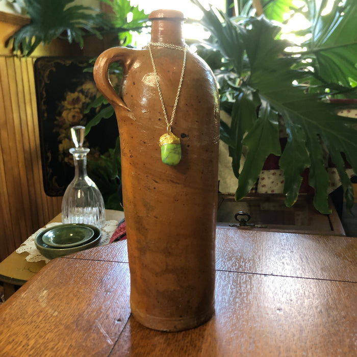 Artisan Made Green Rock Pendant Resembles a Gaspeite Handcrafted Necklace 1in x 1/2in