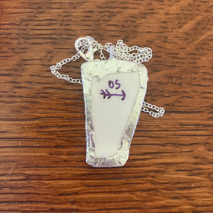 Artisan Made Leo Pendant Repurposed Zodiac Calendar Plate Shard Unique Necklace 7/8in x 1.5in