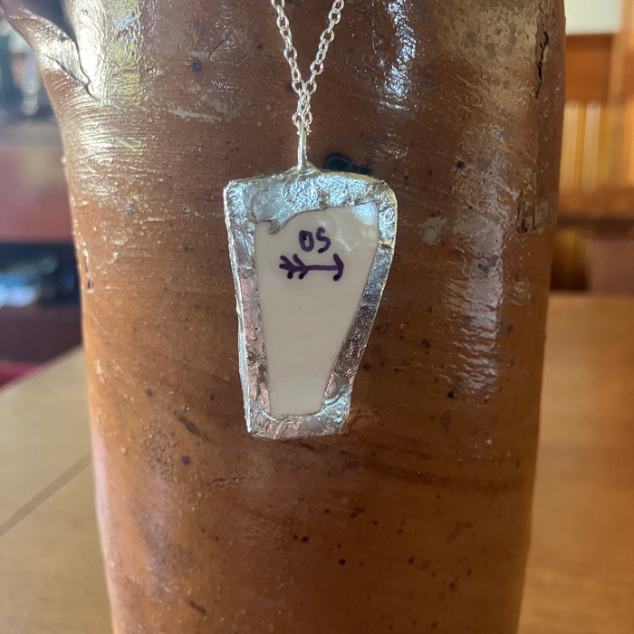 Artisan Made Leo Pendant Repurposed Zodiac Calendar Plate Shard Unique Necklace 7/8in x 1.5in