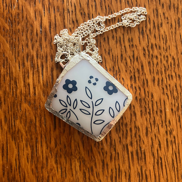 Artisan Made Pendant Pyrex Mug Handcrafted Necklace 1.5 in x 1.5 in