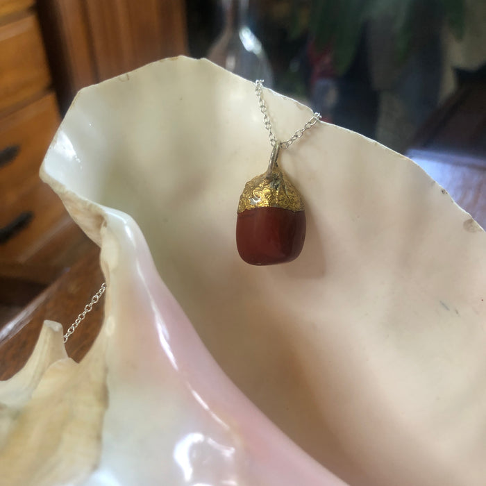 Artisan Made Rock Pendant Blood Red Resembles Red Jasper Handcrafted Necklace 1/2in x 1in