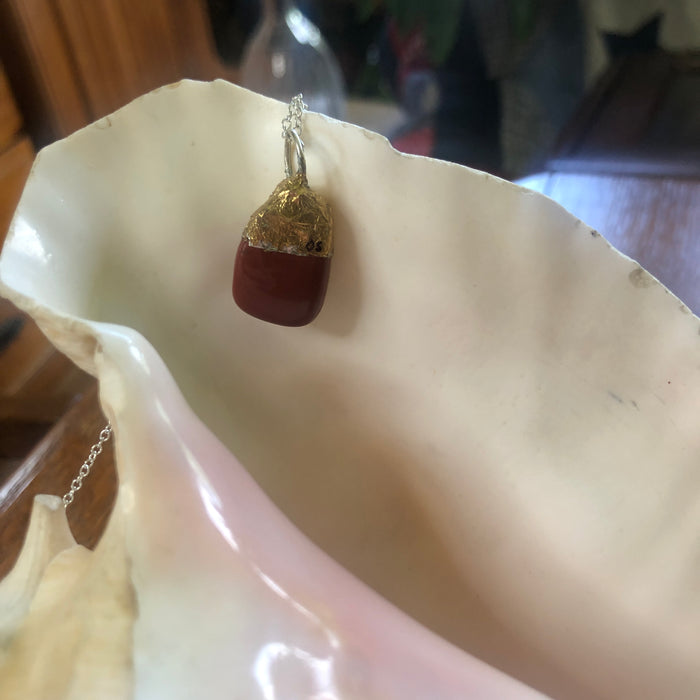 Artisan Made Rock Pendant Blood Red Resembles Red Jasper Handcrafted Necklace 1/2in x 1in